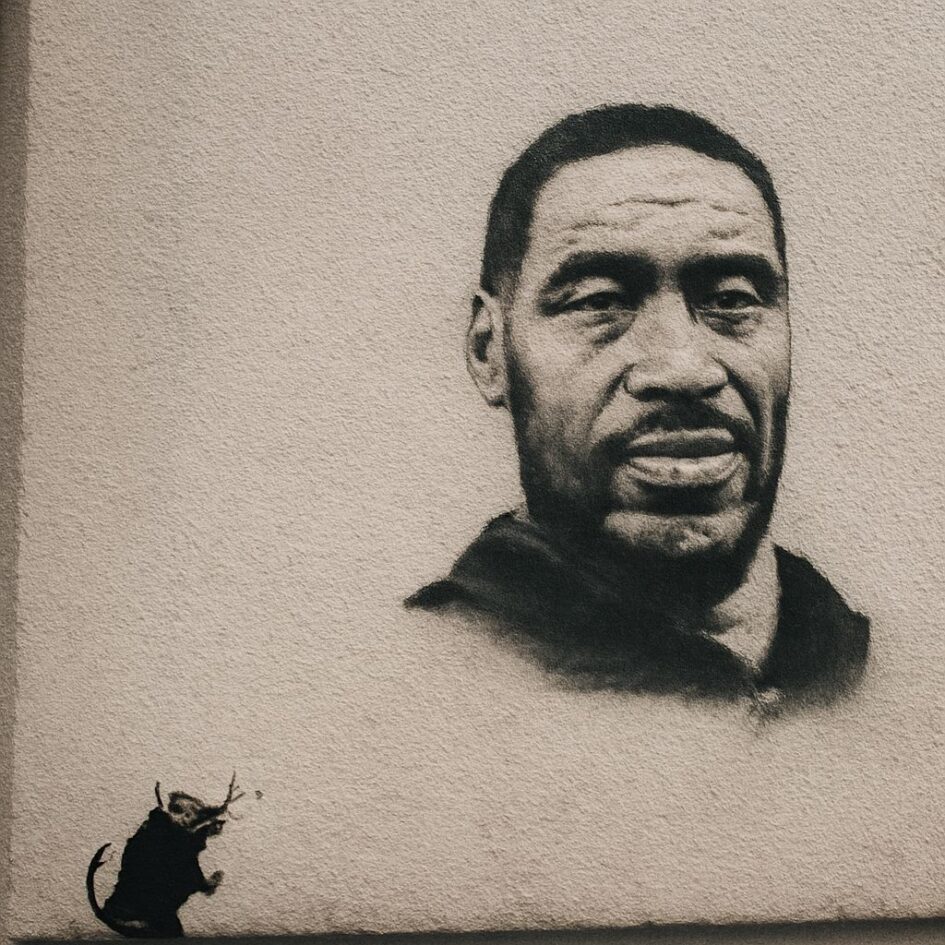 Black Lives Matter art on a painted protest wall