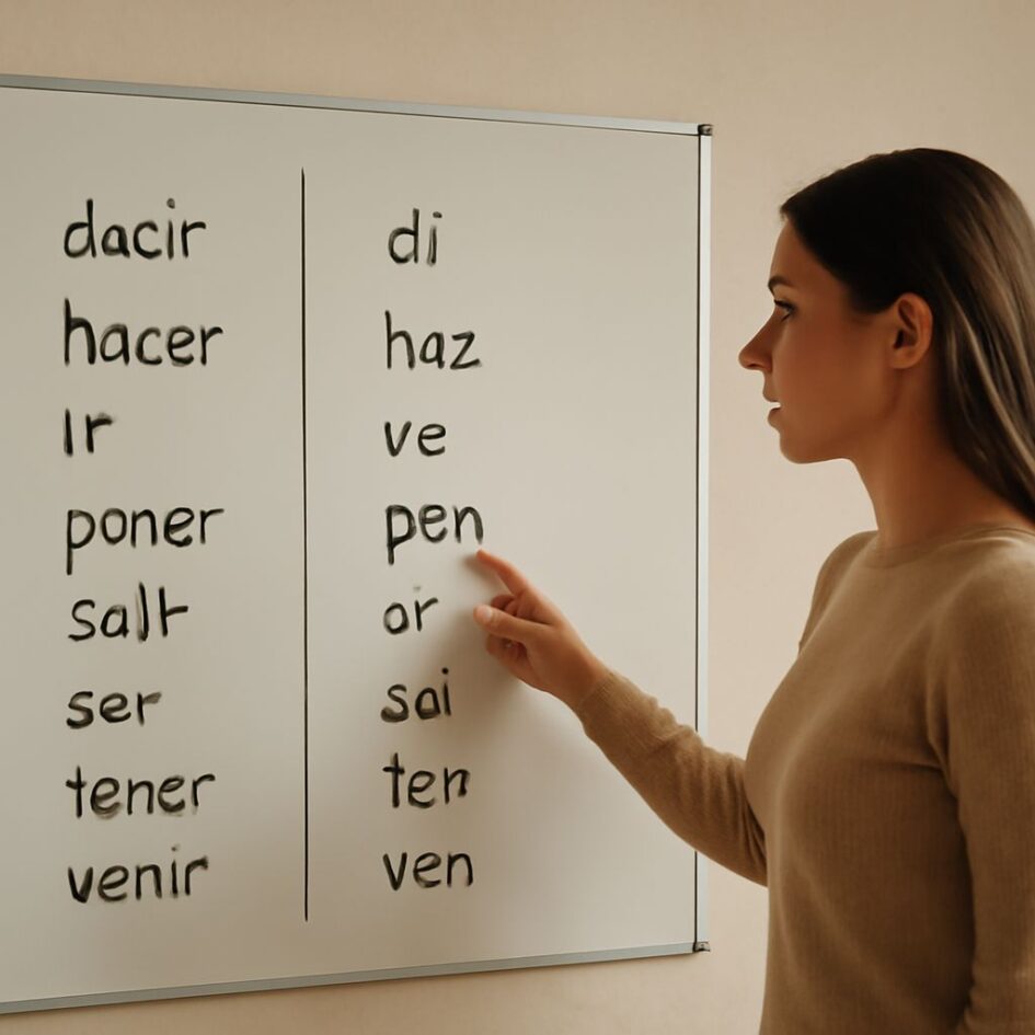 Illustration of 'tu' conjugation and commands in Spanish