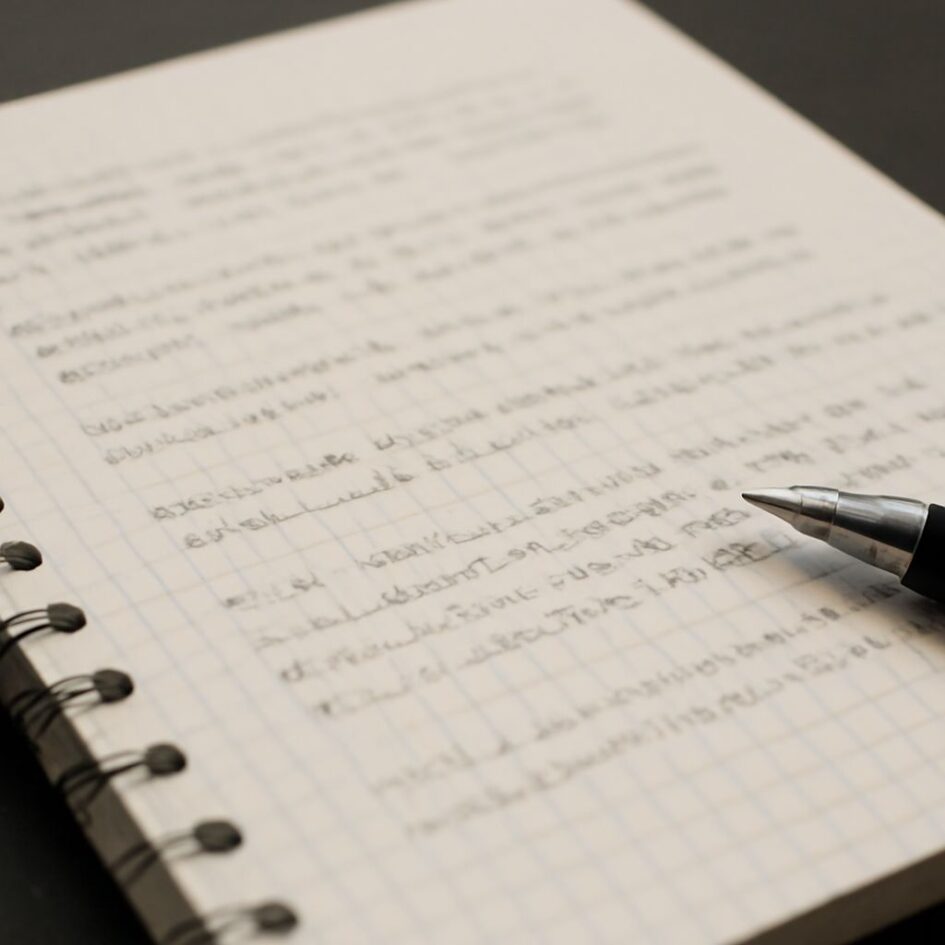 A person writing with a pen on paper